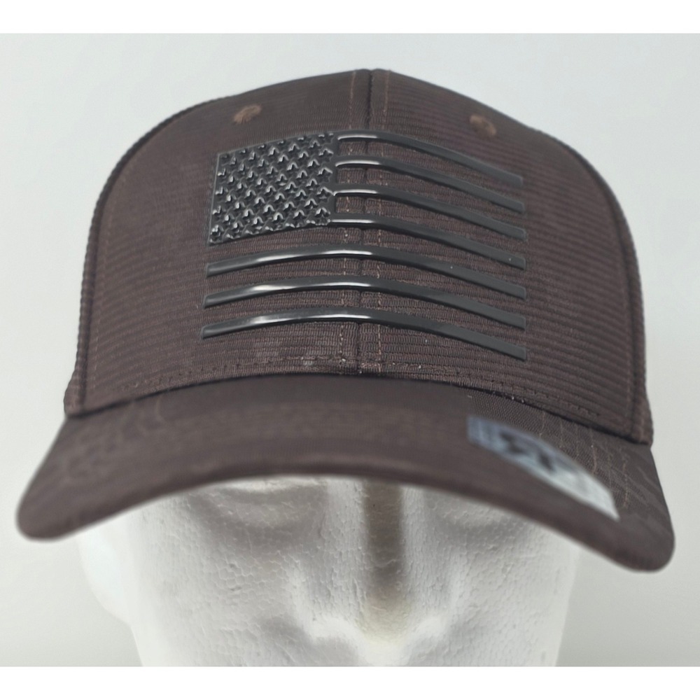 Runs Deep Tactical Riibbed Tonal Camo Hat Rubber American Flag Snapback Cap NWT